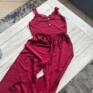 Red Lace Trim Pajamas